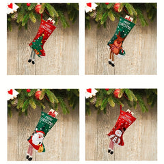 2pcs Christmas Stockings Gift Bags Candy Bags Christmas Supplies