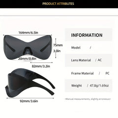 Oversized Wrap Around Sunglasses Gradient Lens Y2K Futuristic Eyewear