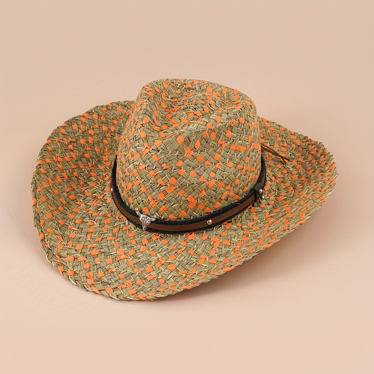 Braided Cow Head Strap Sun Hat Cowboy Style Sun Hat