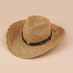 Braided Cow Head Strap Sun Hat Cowboy Style Sun Hat