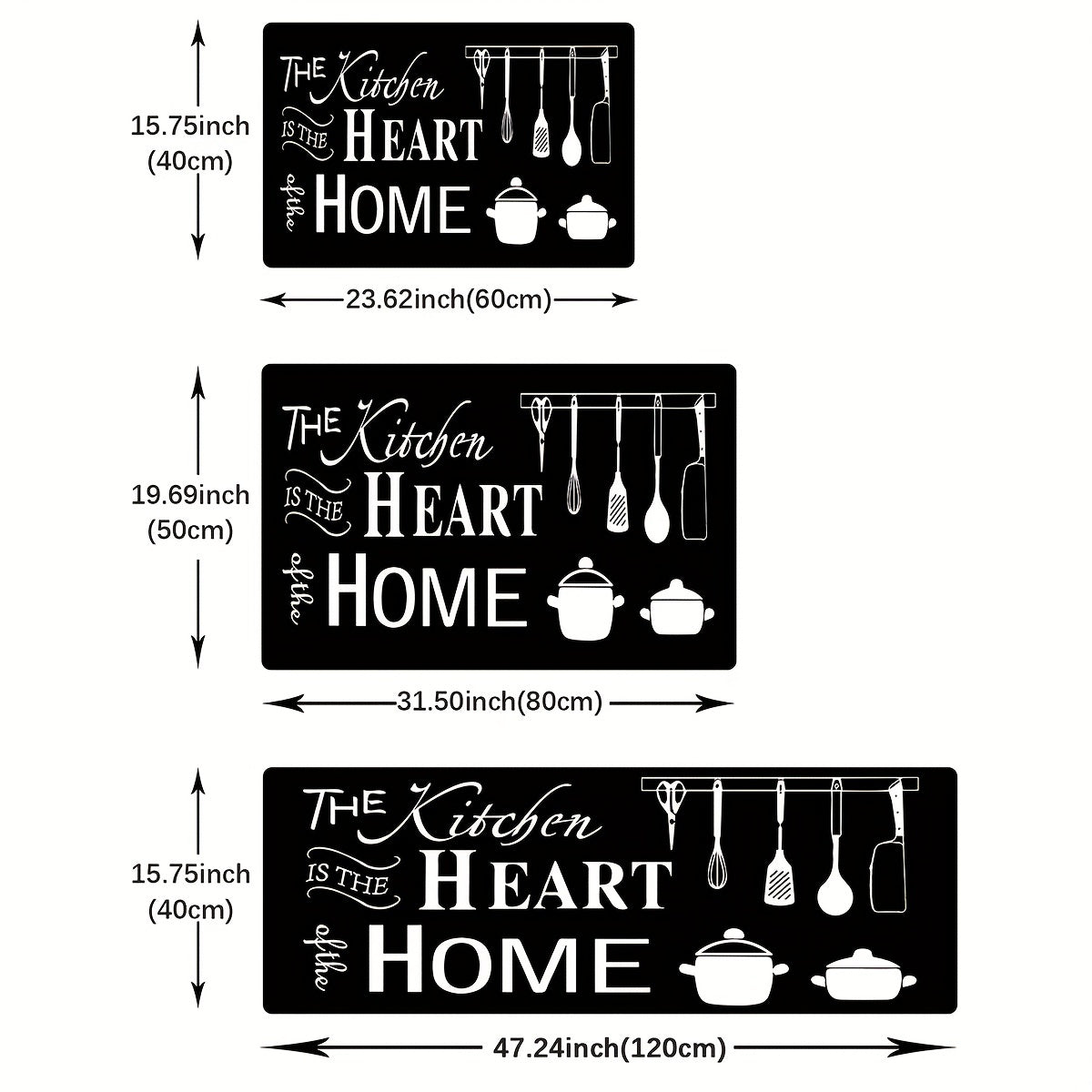 Anti Fatigue Kitchen Rug Set Soft Polyester Cushioned Rug with Non Slip Backing