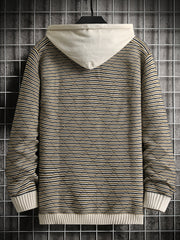 Autumn Winter Men's Striped Hooded Sweater Knitwear