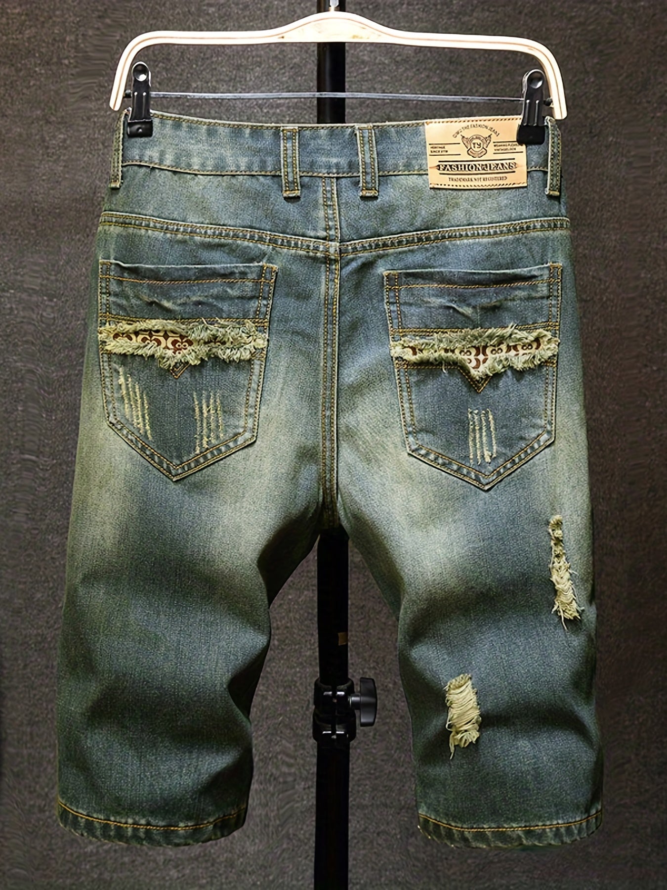 Mens Vintage Ripped Jeans Royal Straight Fit Shorts For Summer