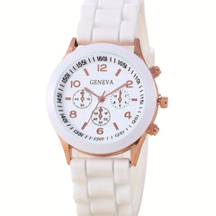Kids Silicone Quartz Watch & Rhinestone Jewelry Set