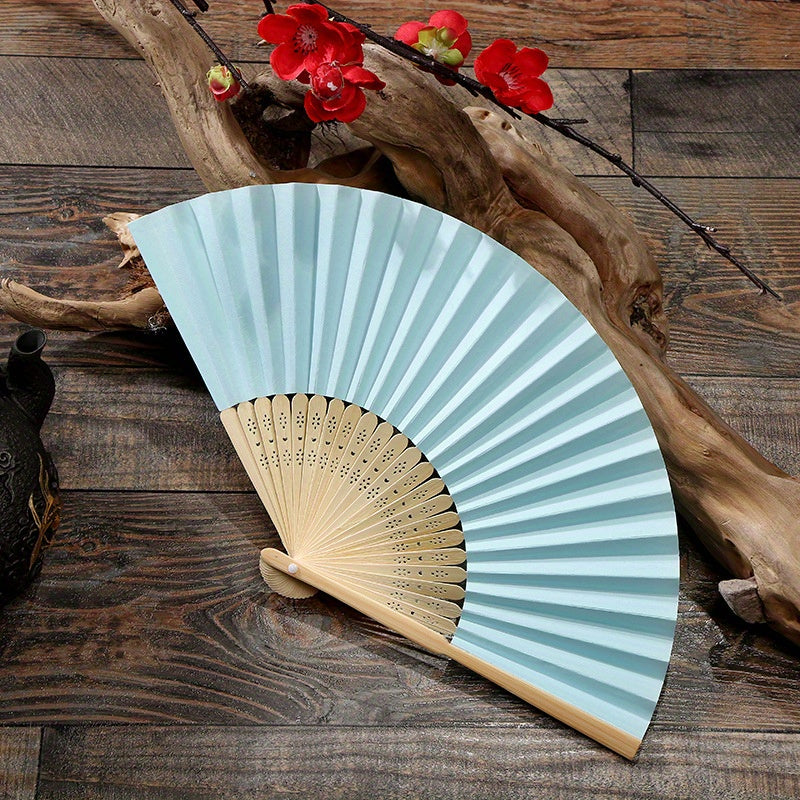 Solid Folding Dance Paper Hand Fan Wedding Party DIY Favors
