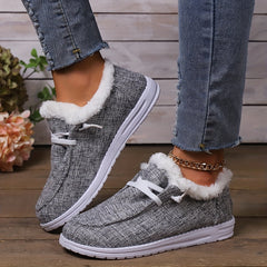 Plush Fur Fleece Lined Flat Skate Shoes