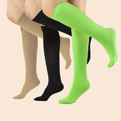 3 Pairs Solid Calf Socks Comfy Knee High Socks Women's Stockings
