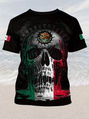 3D Skull Pattern Print Men's Short Sleeve T-shirt Graphic Tee