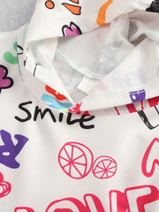 Girls Stylish Graffiti Graphic Hoodie Sweatshirt Pullover Tops