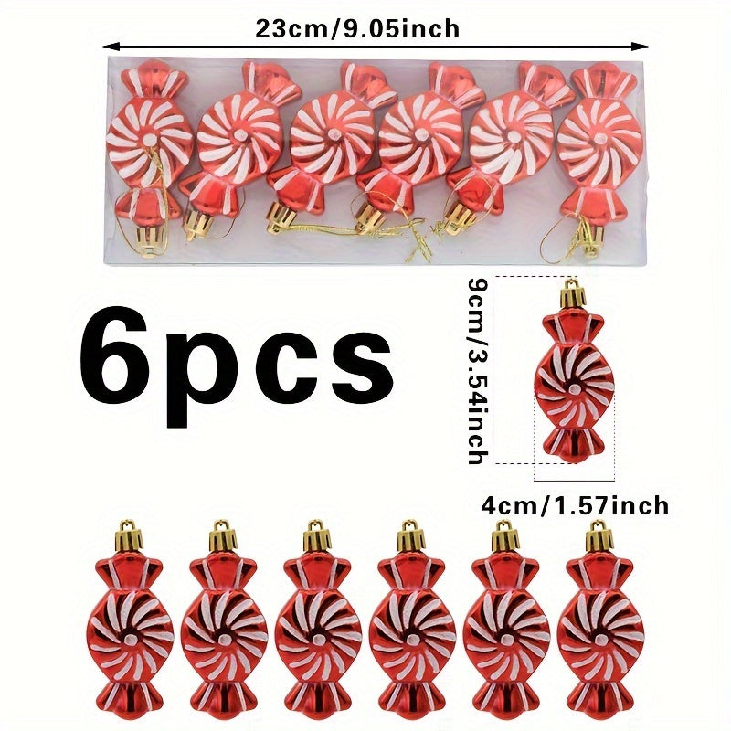 6Pcs Christmas Tree Decoration Painted Christmas Gift Party Decoration