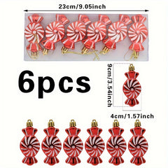 6Pcs Christmas Tree Decoration Painted Christmas Gift Party Decoration