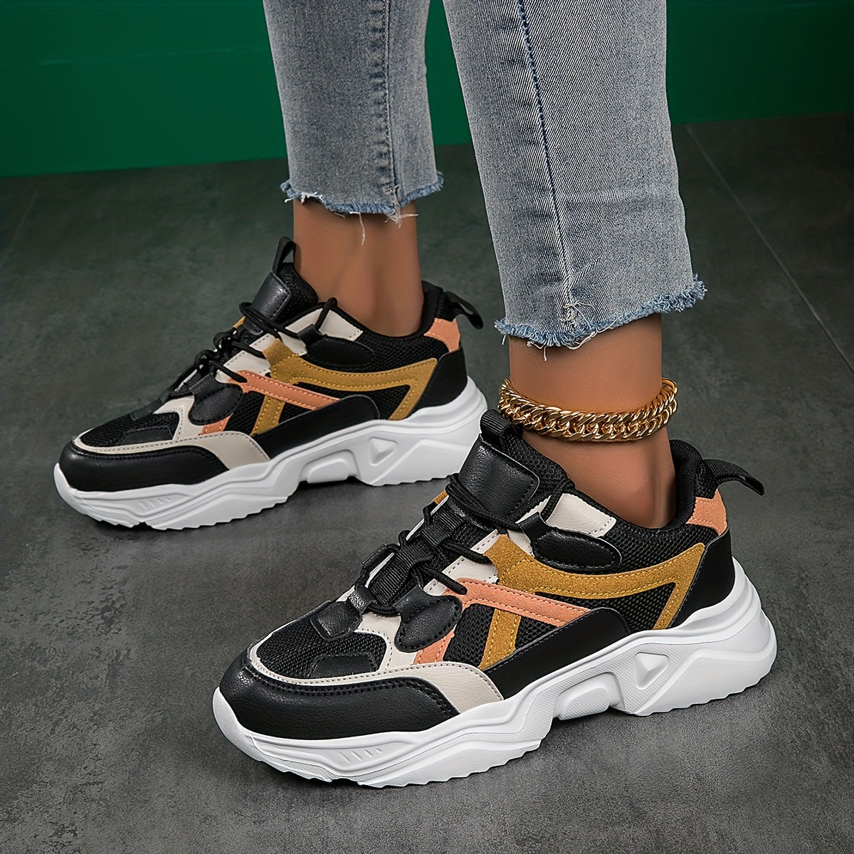 Women's Mesh Chunky Sneakers Lace Up Platform Shoes
