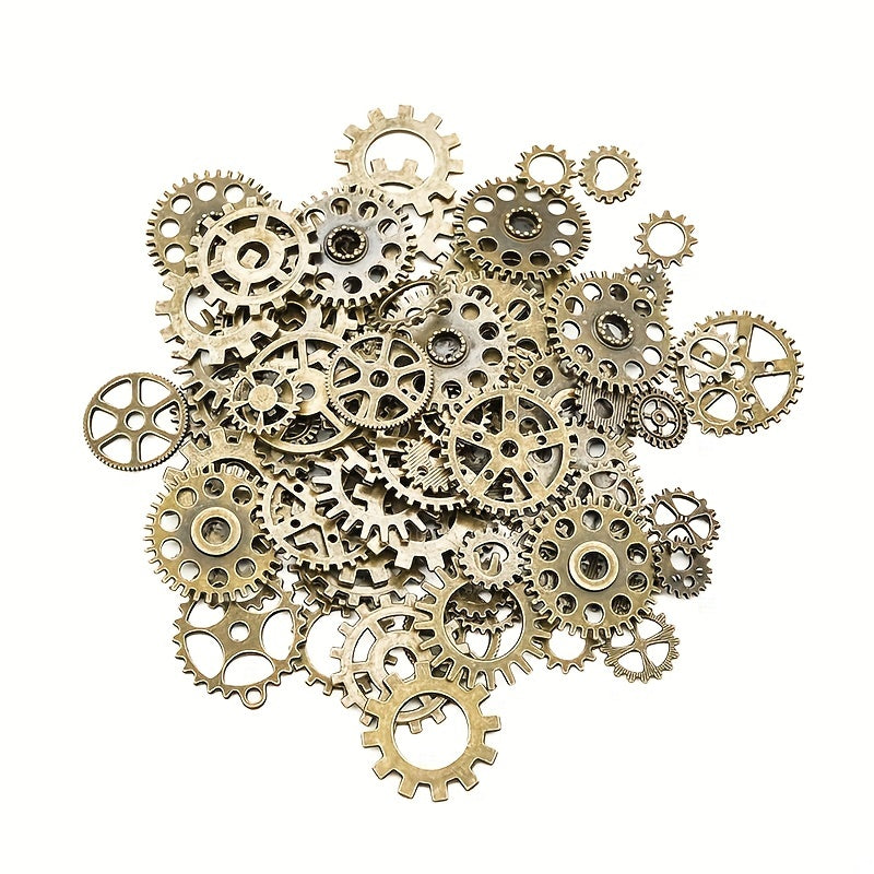50g Steampunk Multicolor Mixed Mechanical Alloy Gear Pendant for DIY Jewelry