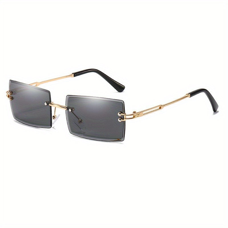 Rectangle Rimless Sunglasses Gradient Anti Glare UV400