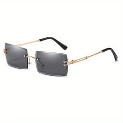 Rectangle Rimless Sunglasses Gradient Anti Glare UV400