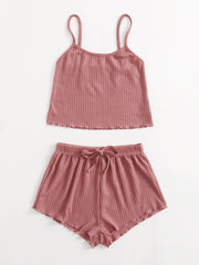 Textured Pajama Set Cami Top & Shorts Women's Sleepwear