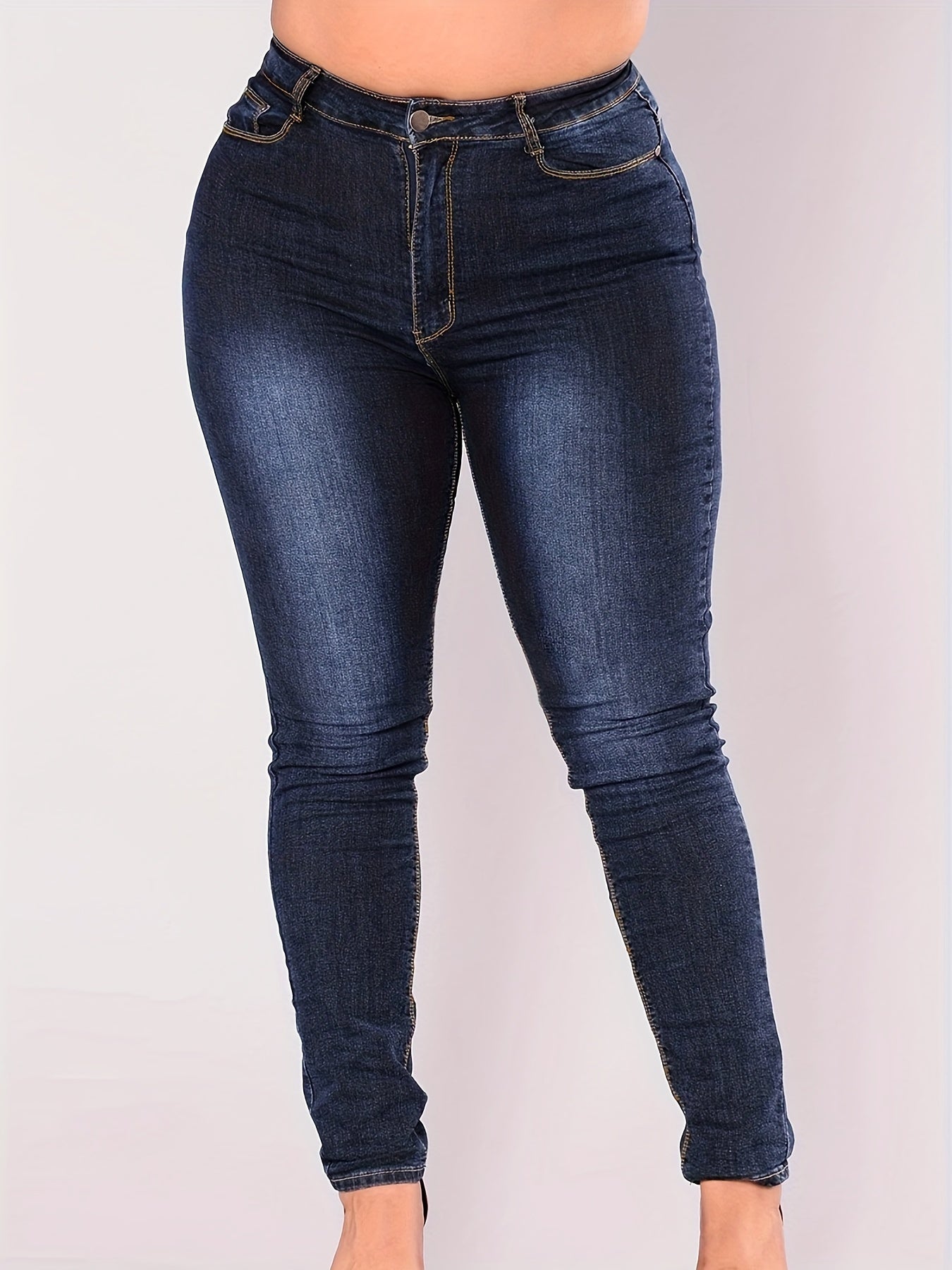 Women's Plus Button Fly High Waisted Skinny Jeans