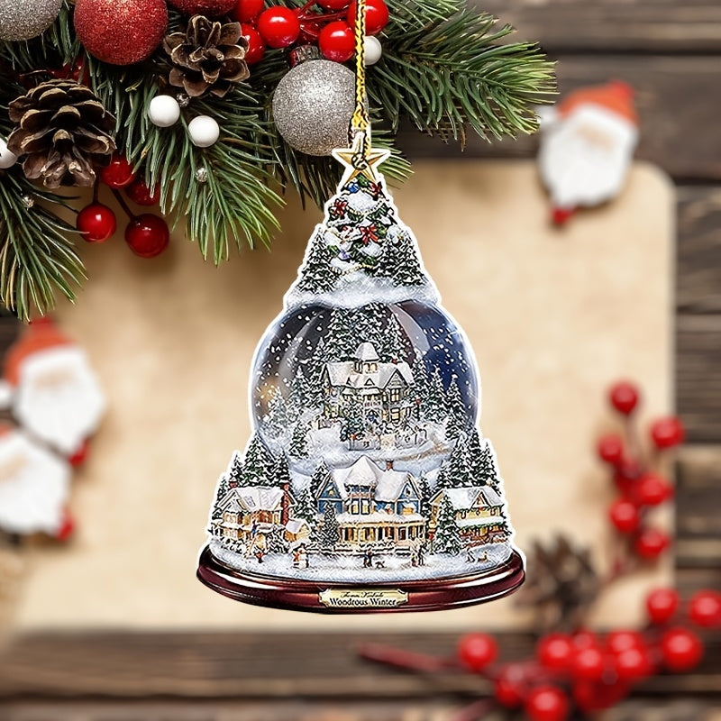 Crystal Town 2D Acrylic Decorative Charm Car Bag Key Pendant Christmas Ornament