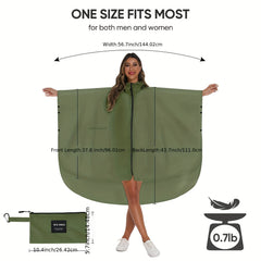 Waterproof Hooded Rain Poncho with Zipper Motorcycle Raincoat