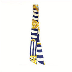 Striped Chain Print Skinny Scarf & Yellow Necktie Classic Handbag Handle Wrap
