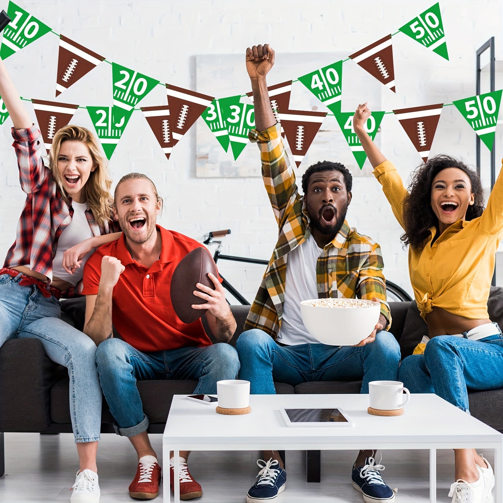 Football Paper Triangle Banner Football Party Supplies