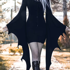 Halloween Gothic Crisscross Drawstring Dress