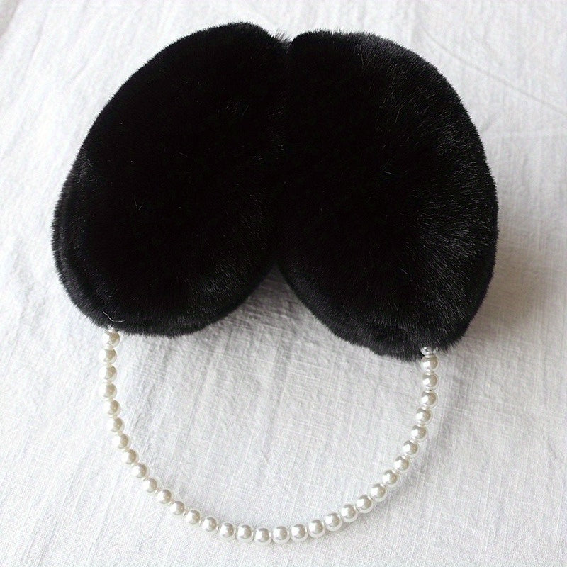 Plush Faux Rabbit Fur Earmuffs Soft Warm Ear Covers for Men & Women Pink Beige
