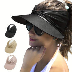 UPF 50 UV Protection Visors Hat Solid Sunscreen Beach Hat Women