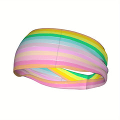 Rainbow Striped Sport Headband Breathable Polyester Blend