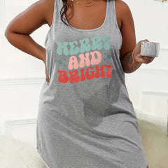 Christmas Nightdress Women's Plus Slogan Print Racer Back Tank