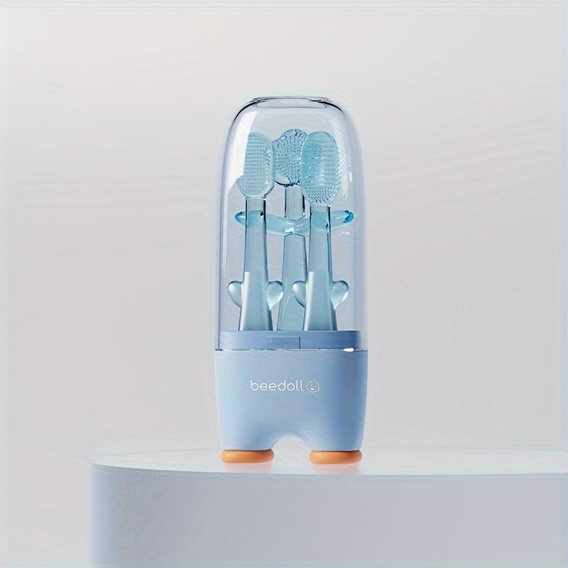 4pcs Infant & Toddler Toothbrush Set Soft Silicone Oral & Tongue Cleaners