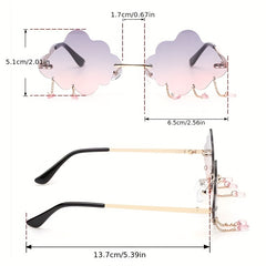 Men's Rimless Metal Charm Sunglasses + Case