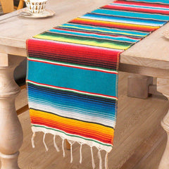 Rainbow Mexican Table Runner Tassel Ethnic Style TV Cabinet Doily Decorative Cov