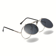 Metal Steampunk Dual Use Sunglasses with Small Round Frame