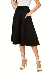 Solid Maxi Skirt With Pockets