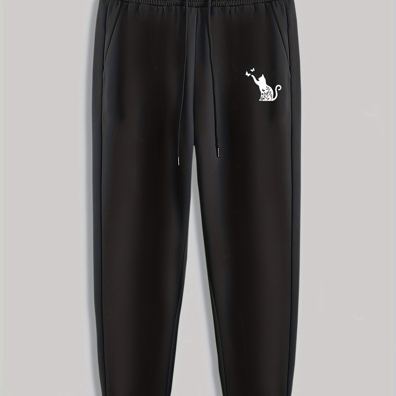 Cat Butterfly Print Men's Drawstring Sweatpants Casual Trousers