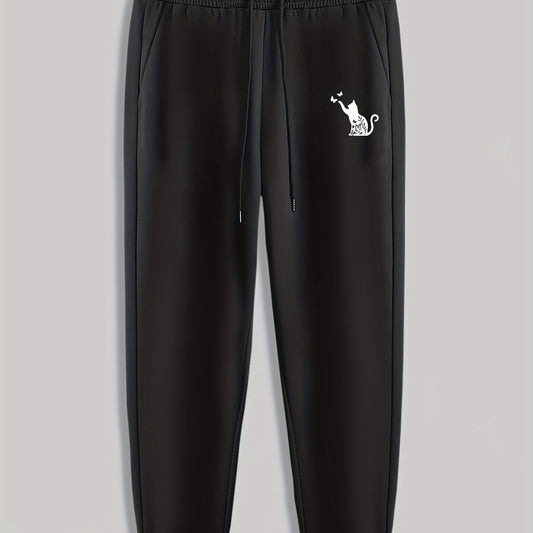 Cat Butterfly Print Men's Drawstring Sweatpants Casual Trousers