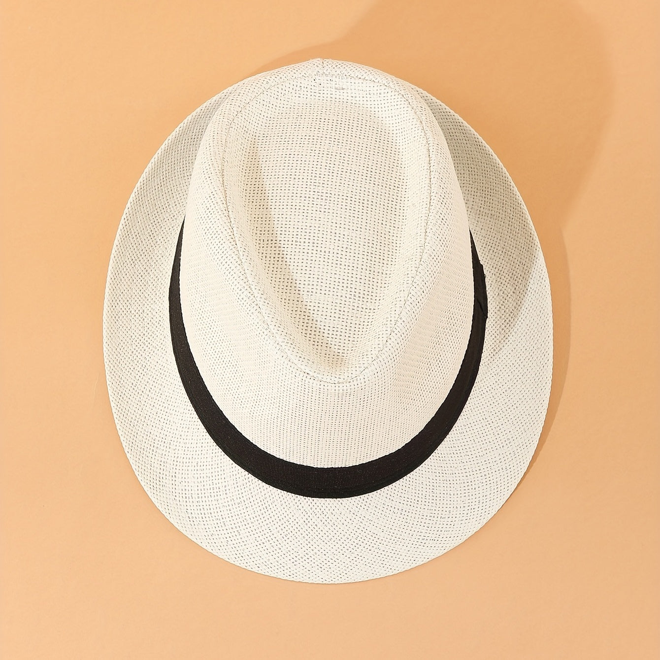 Rolled Brim Jazz Sun Hat Beige Top Hat Hollow Out Straw Hat