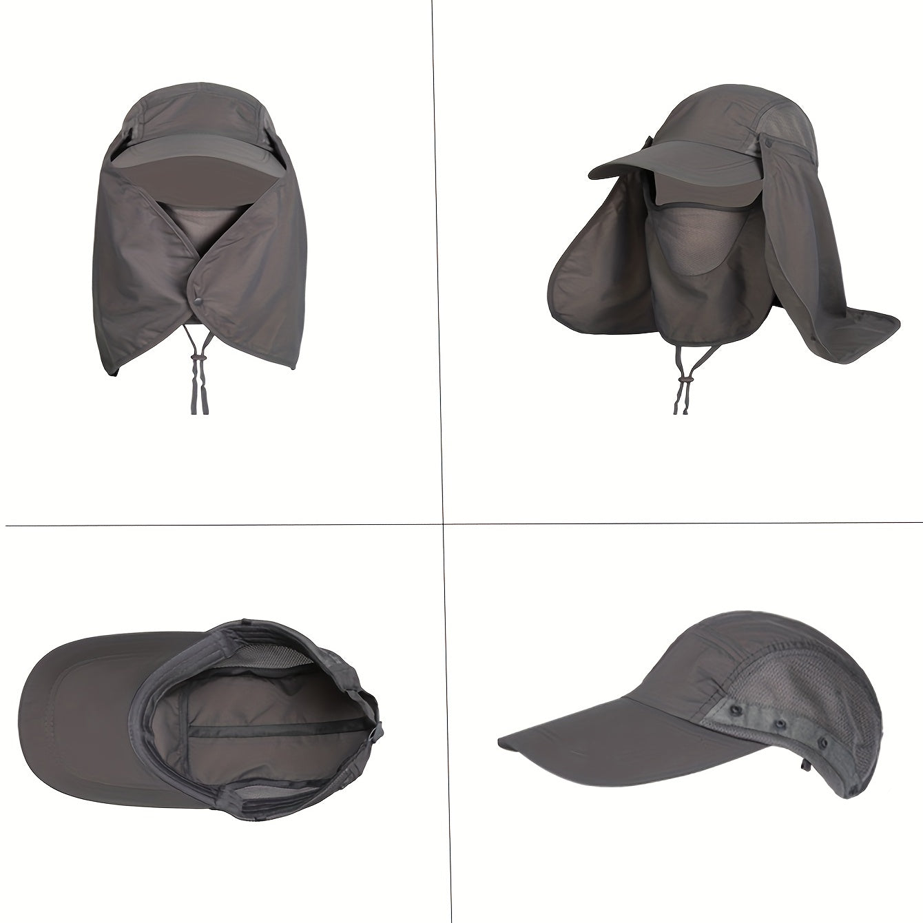 Quick Drying Sun Hat Detachable Neck Flap Mask Lightweight Baseball Cap