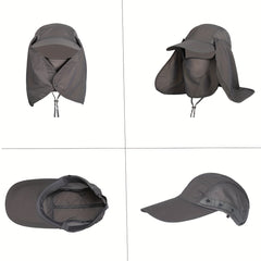 Quick Drying Sun Hat Detachable Neck Flap Mask Lightweight Baseball Cap