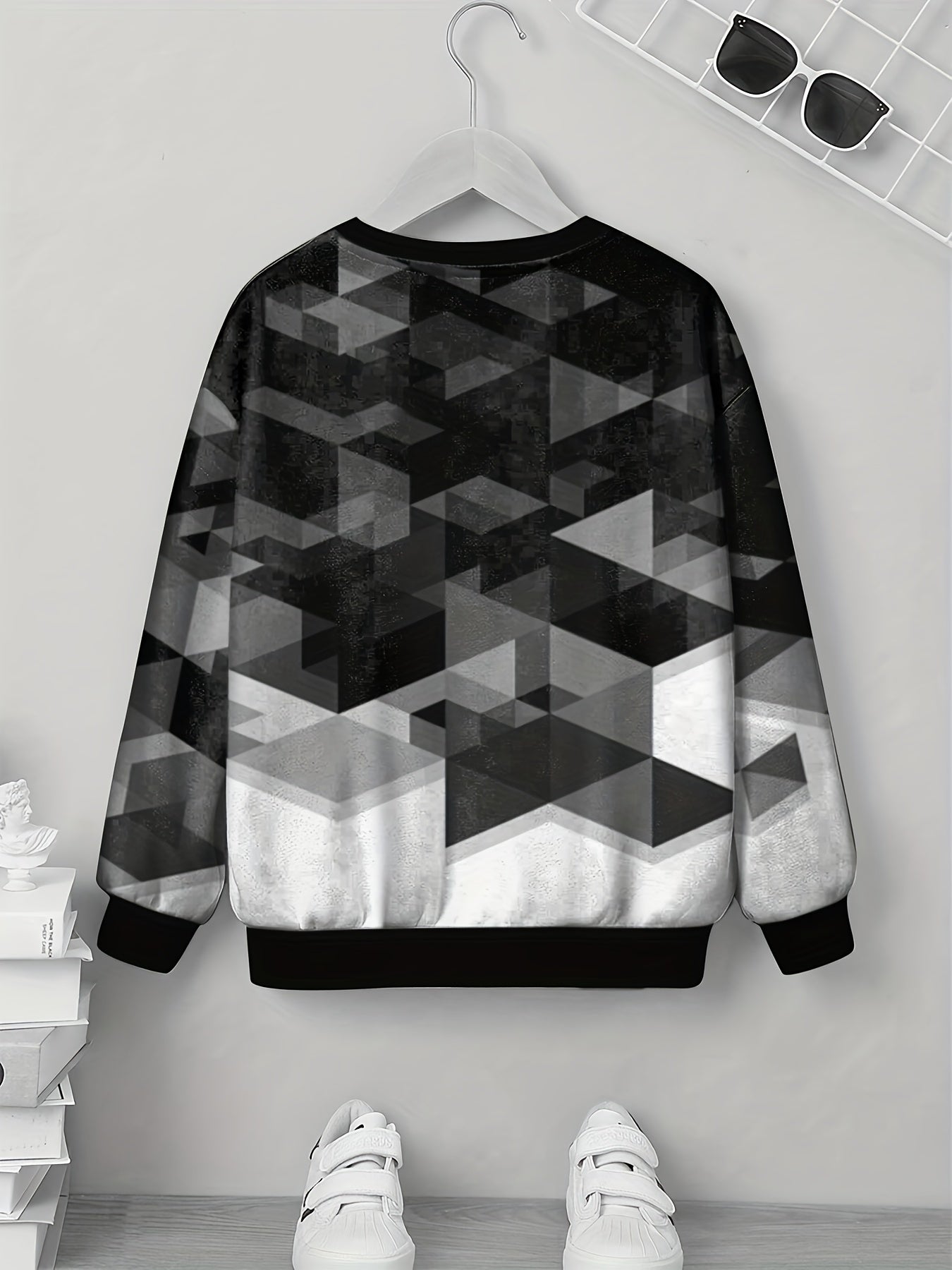 Geometric 3D Print Tee Tops Boys Round Neck Short Sleeve Soft