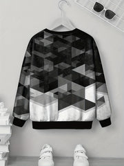 Geometric 3D Print Tee Tops Boys Round Neck Short Sleeve Soft
