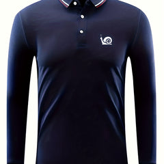 Snail Pattern Men's Long Sleeve Polo Shirt