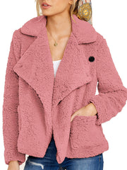 Women's Faux Fur Oversized Waterfall Collar Coat Casual Fuzzy Jacket