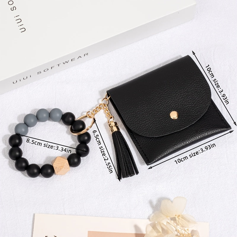 Multicolor Silicone Bead Bracelet Coin Purse Card Holder