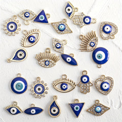 24pcs Evil Eye Alloy Pendant for DIY Necklace Bracelet Earrings