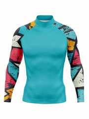 Men's Sun Protection Rash Guard Quick Dry Stand Collar Swimsuit Top