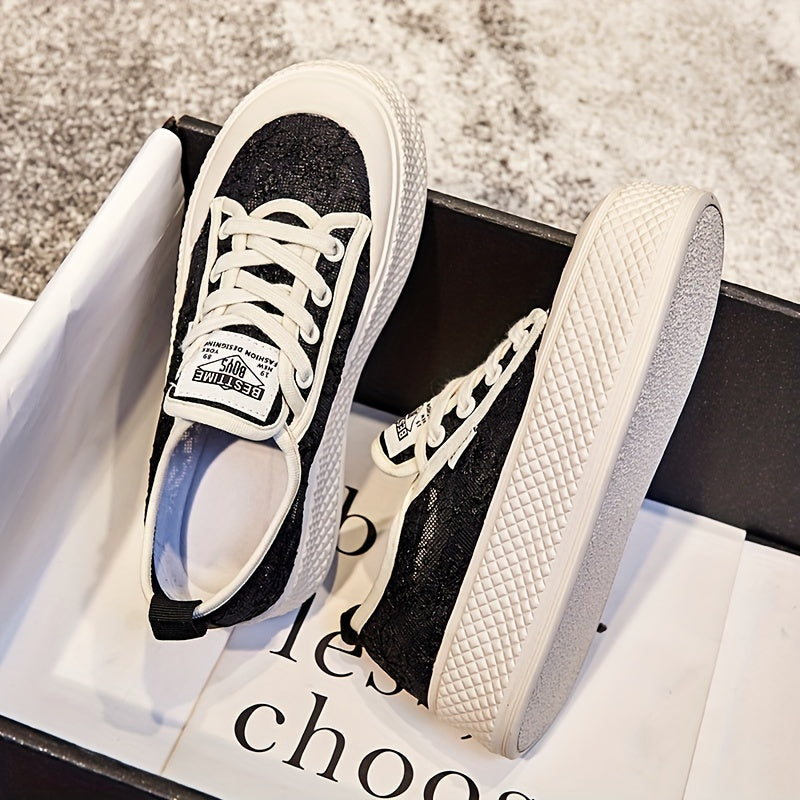 Women's Mesh Platform Shoes Breathable Thick Bottom Non-slip Board Shoes