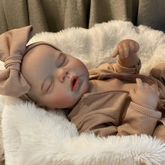 Realistic Bald Vinyl Baby Girl Reborn Doll with Bow - Perfect Gift for Girls