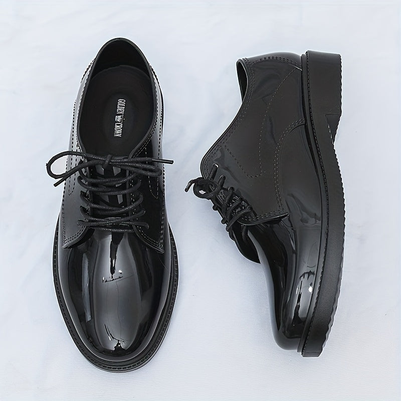 Men's PVC Round Toe Leather Shoes For Wedding Party Office